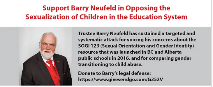 Support Barry Neufeld, school trustee Chilliwack BC