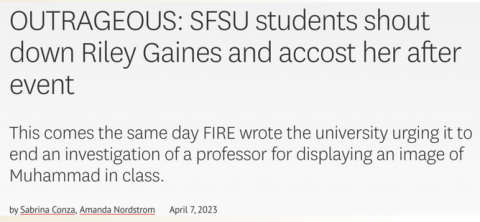 FIRE--OUTRAGEOUS: SFSU students shout down Riley Gaines and accost her after event, 2023-April-07