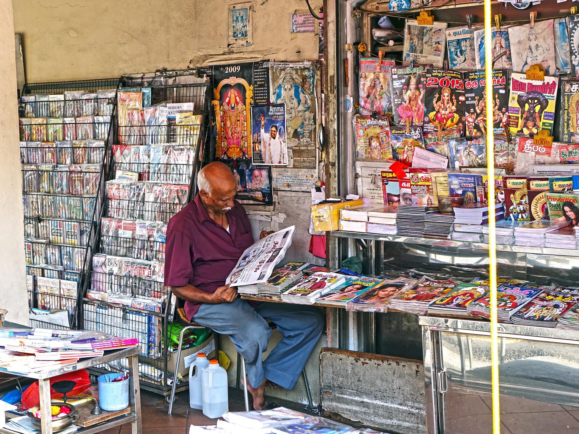 shop vendor reading